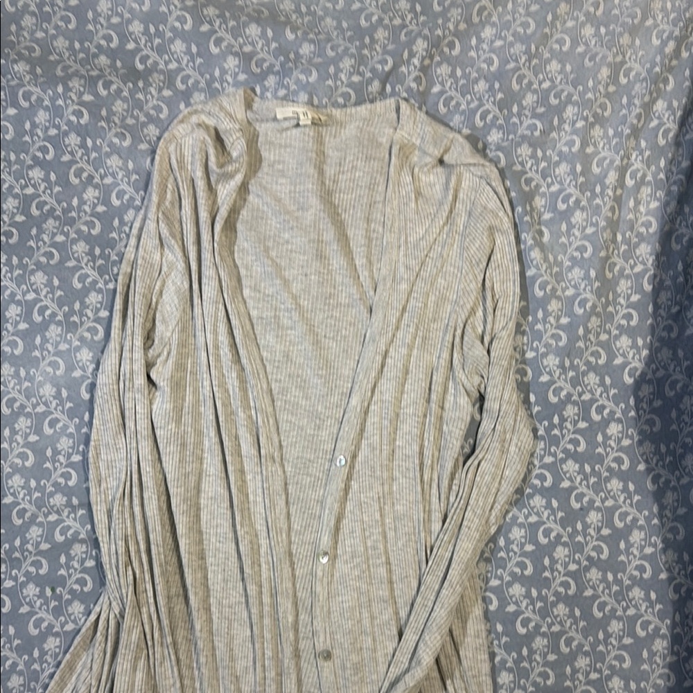 Cream Long Cardigan Sweater with Open Front